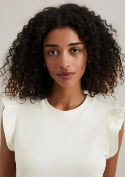 Volant-T-Shirt regular aus Material-Mix