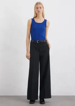 Weite Anzughose aus Polyester-Schurwolle-Mix