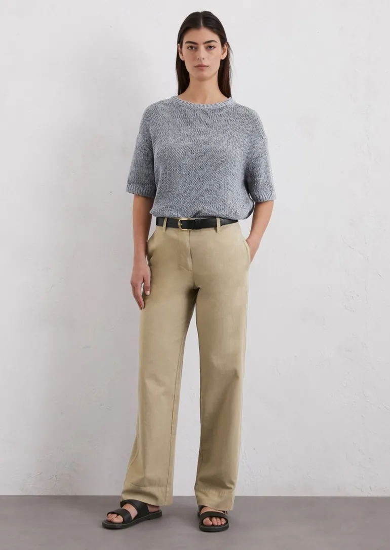 Weite Hose Model Lande long aus Baumwolle-Leinen-Mix