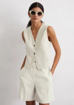 Weste regular aus Leinen-Viskose-Stretch