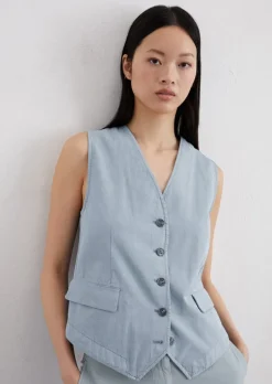 Weste regular aus Organic-Cotton-Leinen-Mix