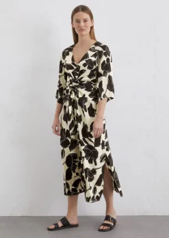 Wickelkleid regular aus Viskose-Satin-Stretch