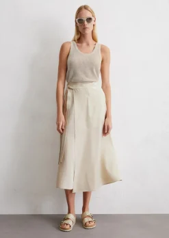 Wickelrock flared aus TENCEL™ Lyocell-Leinen-Mix