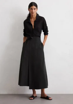 Wickelrock flared aus TENCEL™ Lyocell-Leinen-Mix
