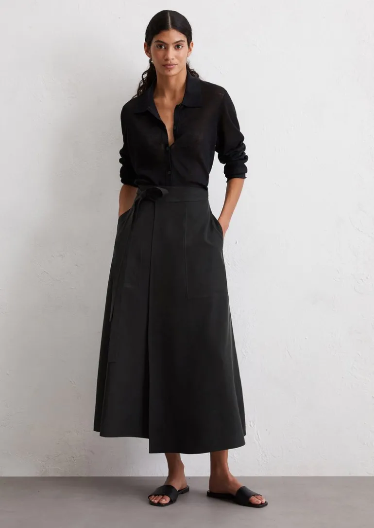 Wickelrock flared aus TENCEL™ Lyocell-Leinen-Mix